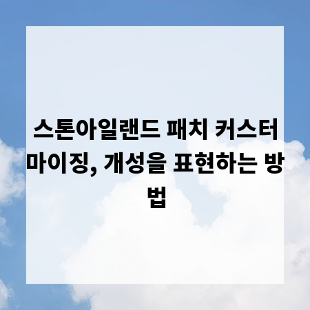 스톤아일랜드 패치 커스터마이징, 개성을 표현하는 방법