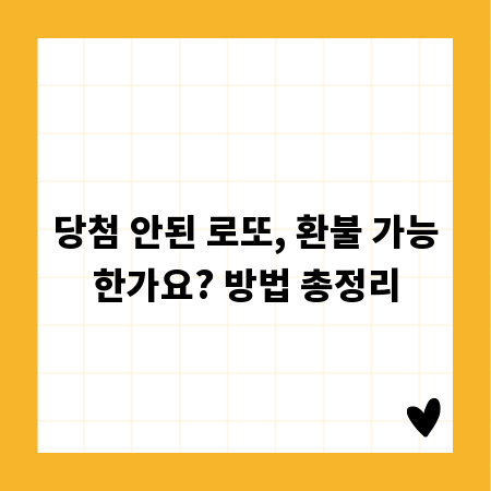 당첨 안된 로또, 환불 가능한가요? 방법 총정리