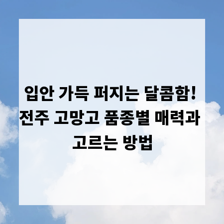 입안 가득 퍼지는 달콤함! 전주 고망고 품종별 매력과 고르는 방법