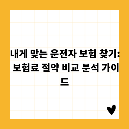 내게 맞는 운전자 보험 찾기: 보험료 절약 비교 분석 가이드