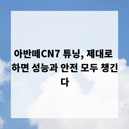 아반떼CN7 튜닝, 제대로 하면 성능과 안전 모두 챙긴다