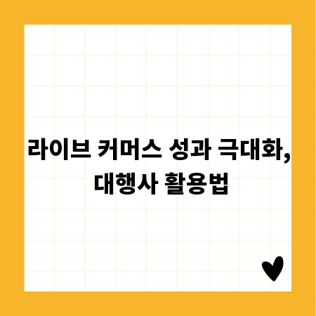 라이브 커머스 성과 극대화, 대행사 활용법