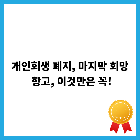 개인회생 폐지, 마지막 희망 항고, 이것만은 꼭!