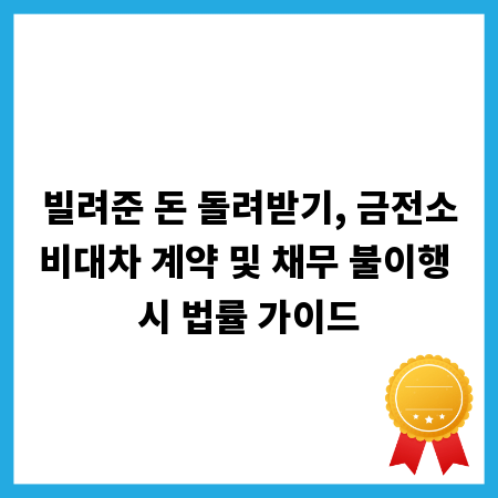 빌려준 돈 돌려받기, 금전소비대차 계약 및 채무 불이행 시 법률 가이드