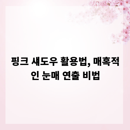 핑크 섀도우 활용법, 매혹적인 눈매 연출 비법