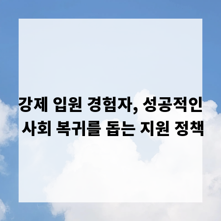 강제 입원 경험자, 성공적인 사회 복귀를 돕는 지원 정책