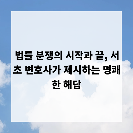법률 분쟁의 시작과 끝, 서초 변호사가 제시하는 명쾌한 해답