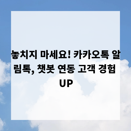 놓치지 마세요! 카카오톡 알림톡, 챗봇 연동 고객 경험 UP