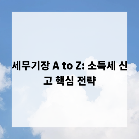 세무기장 A to Z: 소득세 신고 핵심 전략