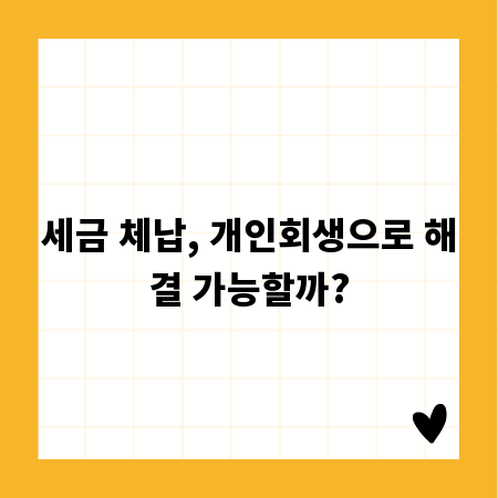 세금 체납, 개인회생으로 해결 가능할까?