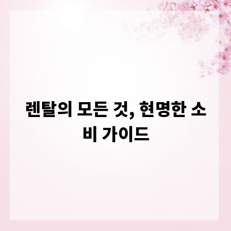 렌탈의 모든 것, 현명한 소비 가이드