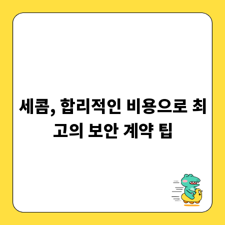세콤, 합리적인 비용으로 최고의 보안 계약 팁