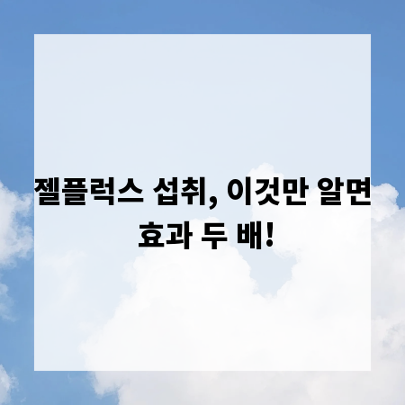 젤플럭스 섭취, 이것만 알면 효과 두 배!