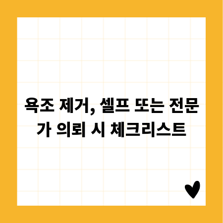 욕조 제거, 셀프 또는 전문가 의뢰 시 체크리스트