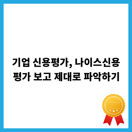 기업 신용평가, 나이스신용평가 보고 제대로 파악하기