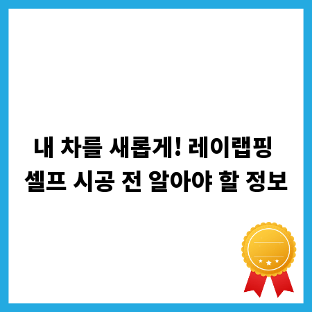 내 차를 새롭게! 레이랩핑 셀프 시공 전 알아야 할 정보