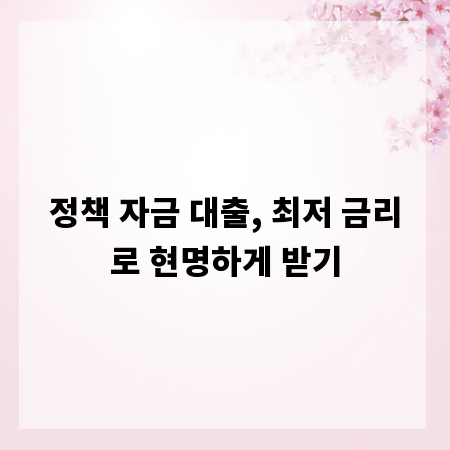 정책 자금 대출, 최저 금리로 현명하게 받기