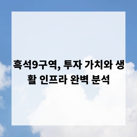 흑석9구역, 투자 가치와 생활 인프라 완벽 분석