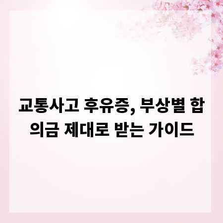 교통사고 후유증, 부상별 합의금 제대로 받는 가이드