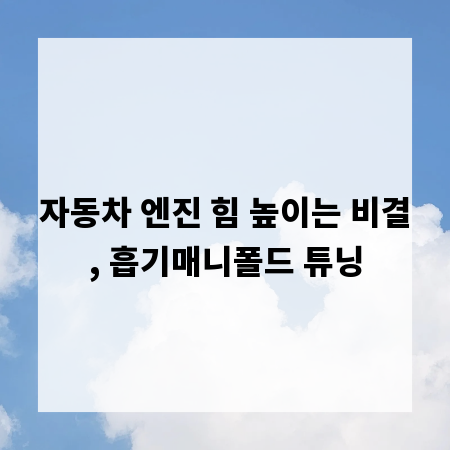 자동차 엔진 힘 높이는 비결, 흡기매니폴드 튜닝