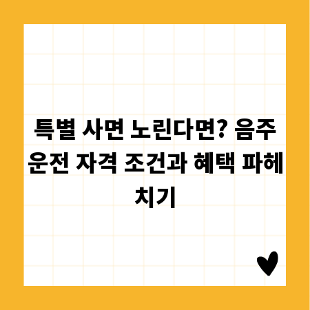 특별 사면 노린다면? 음주운전 자격 조건과 혜택 파헤치기