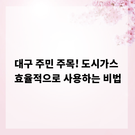 대구 주민 주목! 도시가스 효율적으로 사용하는 비법