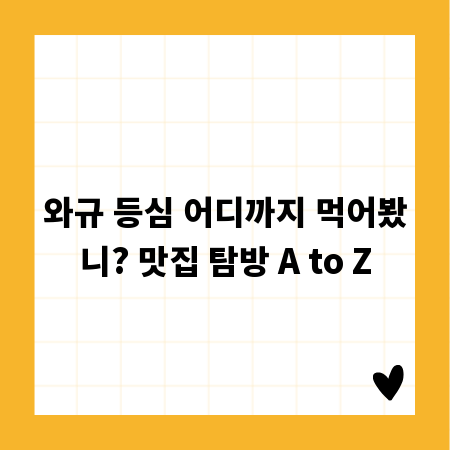 와규 등심 어디까지 먹어봤니? 맛집 탐방 A to Z