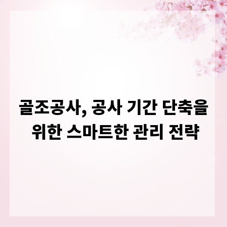 골조공사, 공사 기간 단축을 위한 스마트한 관리 전략