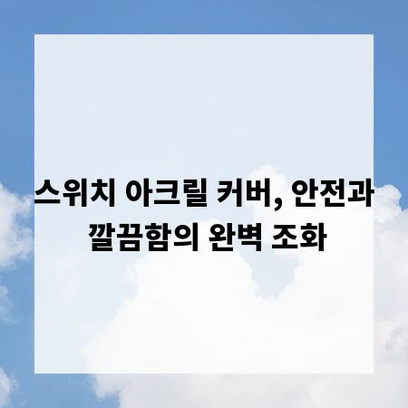 스위치 아크릴 커버, 안전과 깔끔함의 완벽 조화