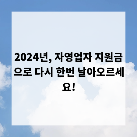 2024년, 자영업자 지원금으로 다시 한번 날아오르세요!