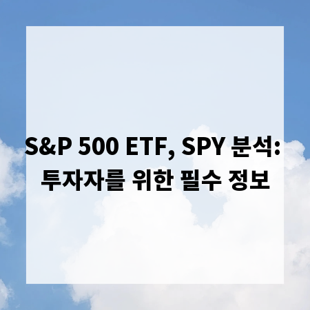 S&P 500 ETF, SPY 분석: 투자자를 위한 필수 정보