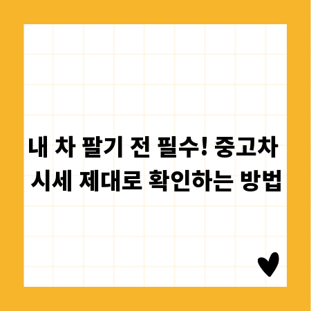 내 차 팔기 전 필수! 중고차 시세 제대로 확인하는 방법