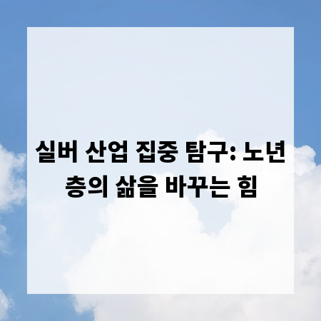 실버 산업 집중 탐구: 노년층의 삶을 바꾸는 힘
