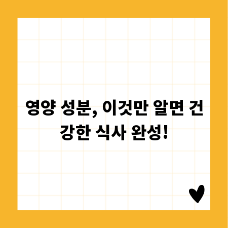 영양 성분, 이것만 알면 건강한 식사 완성!