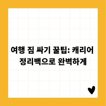 여행 짐 싸기 꿀팁: 캐리어 정리백으로 완벽하게