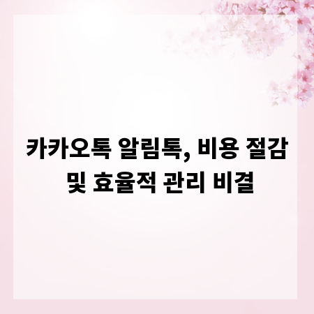 카카오톡 알림톡, 비용 절감 및 효율적 관리 비결