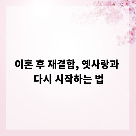 이혼 후 재결합, 옛사랑과 다시 시작하는 법