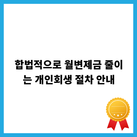 합법적으로 월변제금 줄이는 개인회생 절차 안내