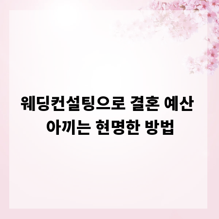 웨딩컨설팅으로 결혼 예산 아끼는 현명한 방법