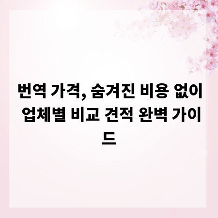 번역 가격, 숨겨진 비용 없이 업체별 비교 견적 완벽 가이드