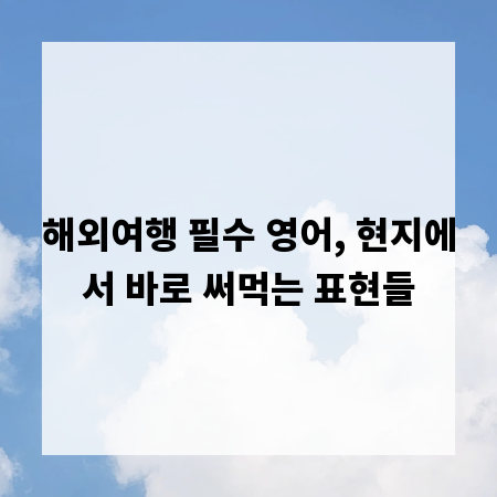 해외여행 필수 영어, 현지에서 바로 써먹는 표현들