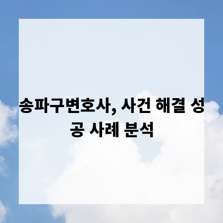 송파구변호사, 사건 해결 성공 사례 분석