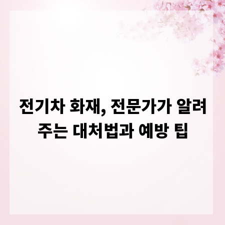 전기차 화재, 전문가가 알려주는 대처법과 예방 팁