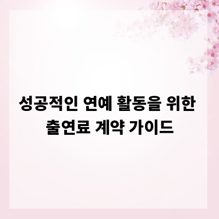 성공적인 연예 활동을 위한 출연료 계약 가이드