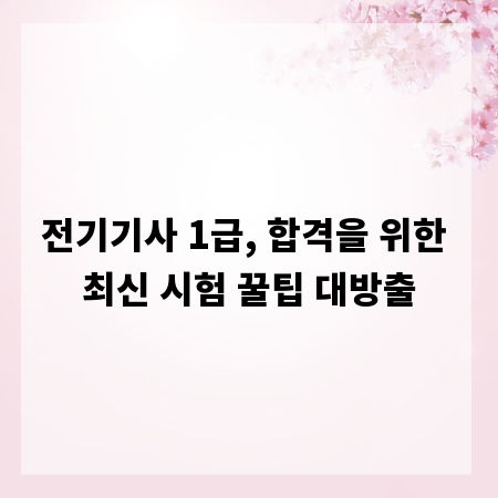전기기사 1급, 합격을 위한 최신 시험 꿀팁 대방출