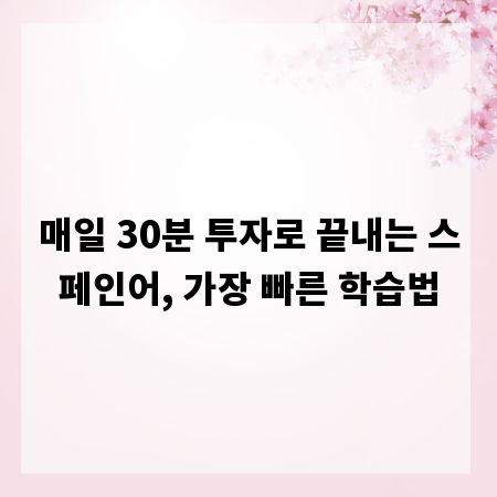 매일 30분 투자로 끝내는 스페인어, 가장 빠른 학습법