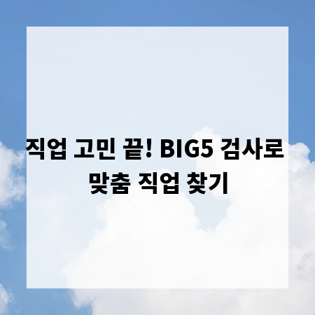 직업 고민 끝! BIG5 검사로 맞춤 직업 찾기