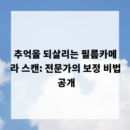추억을 되살리는 필름카메라 스캔: 전문가의 보정 비법 공개