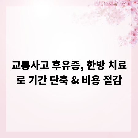 교통사고 후유증, 한방 치료로 기간 단축 & 비용 절감