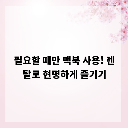 필요할 때만 맥북 사용! 렌탈로 현명하게 즐기기